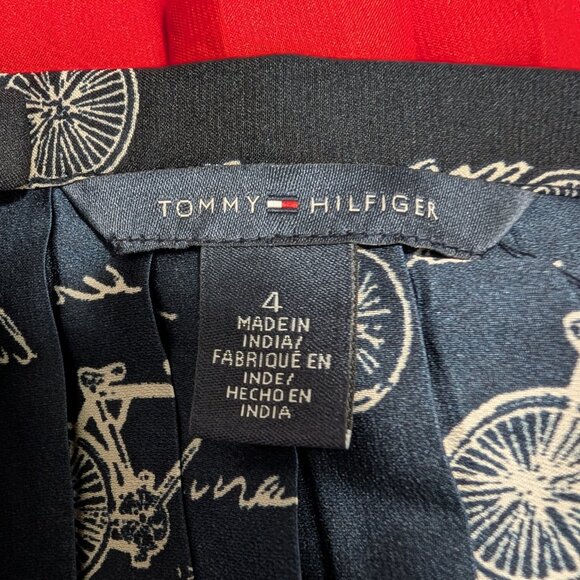 Tommy Hilfiger Womens Size 4 Black Red Trim Bicycle Print Pleated Short Skirt - Picture 8 of 10